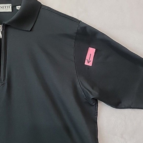 Zanetti Made In Italy Quarter Zip Polo Shirt Mens Size Small Short Sleeve Black - Picture 3 of 12